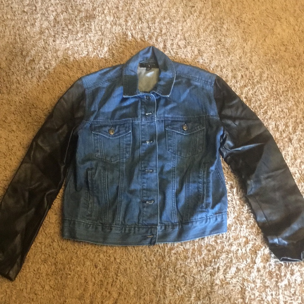 Jean and leather jacket